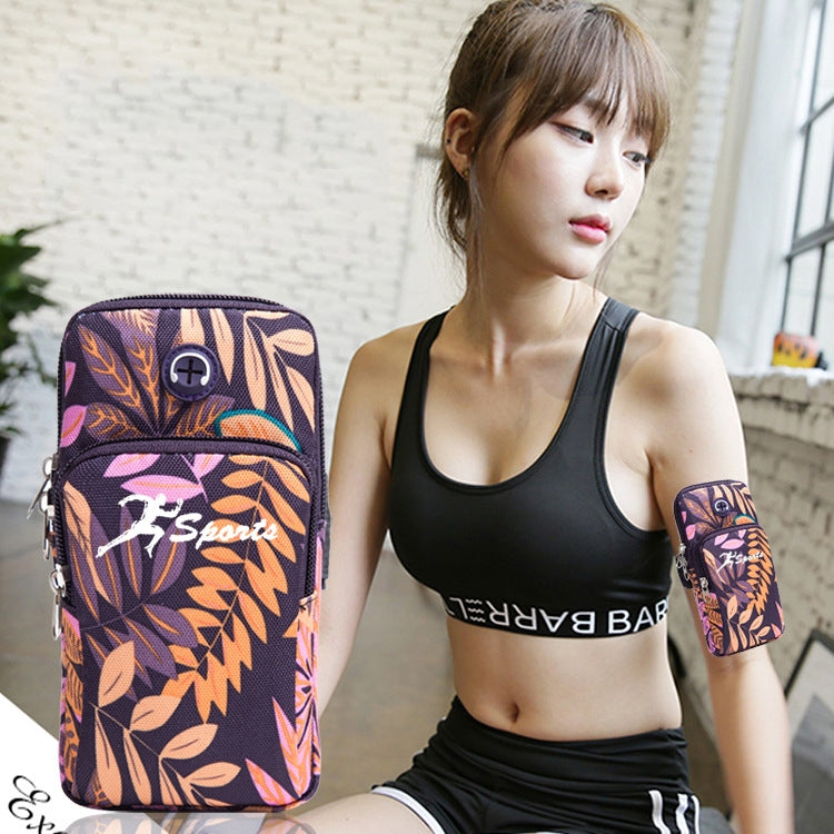 2 PCS B026 Running Mobile Phone Arm Bag Sports Yoga Mobile Phone Bag, Specification: Small (Leaves Orange) - 5.5~6.5 inch by buy2fix | Online Shopping UK | buy2fix