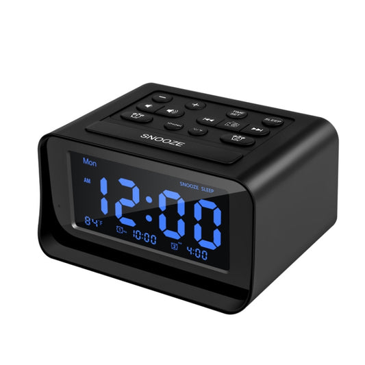 LED Digital Bedroom Alarm Clock With USB Charging Port Clock Radio Temperature Electronic Platform Clock, Specification: UK Plug(Black) by buy2fix