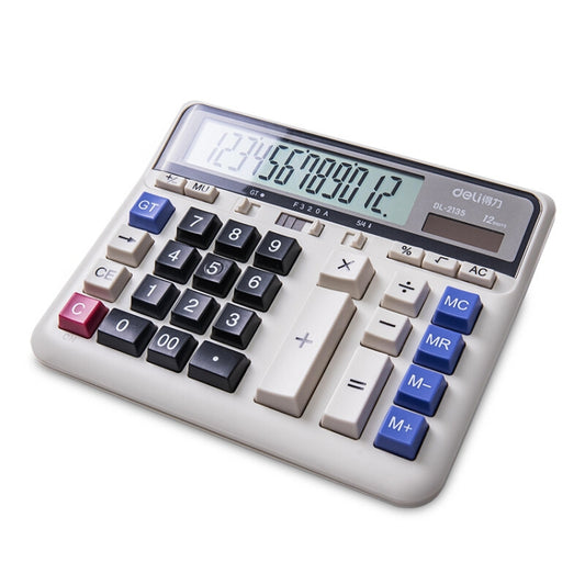 Deli 2135 Computer Keyboard Calculator Big Button Bank Office Finance Accounting Solar Calculator(White) by Deli