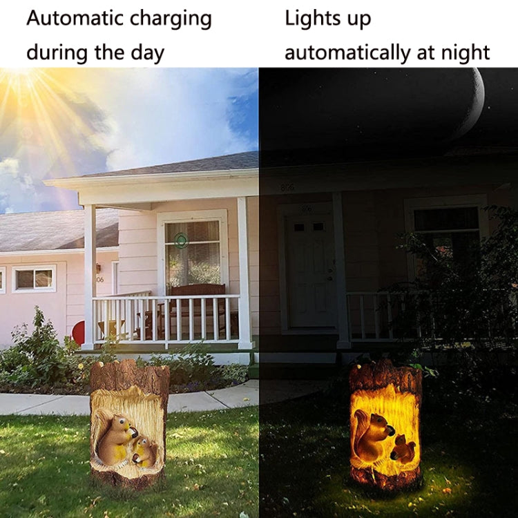 Solar Squirrel Tree Stump Christmas Decoration Light Garden Holiday Atmosphere Outdoor Landscape Light(Warm Light) by buy2fix