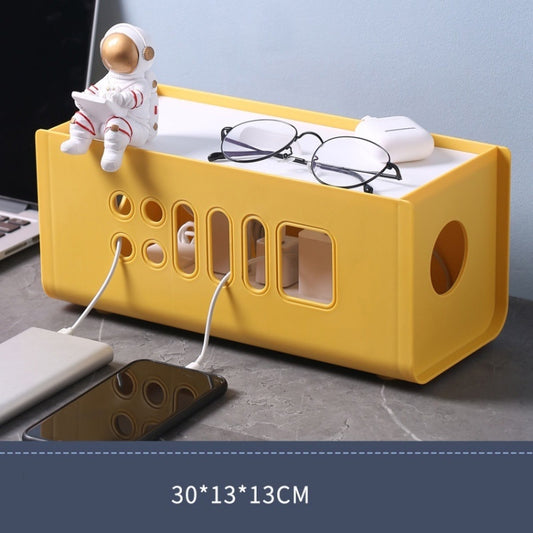 XM009 Plastic Plug-In Electric Wire Storage Box Power Board Wire Clip Box Charger Storage Finishing Box(Yellow+White Cover) by buy2fix