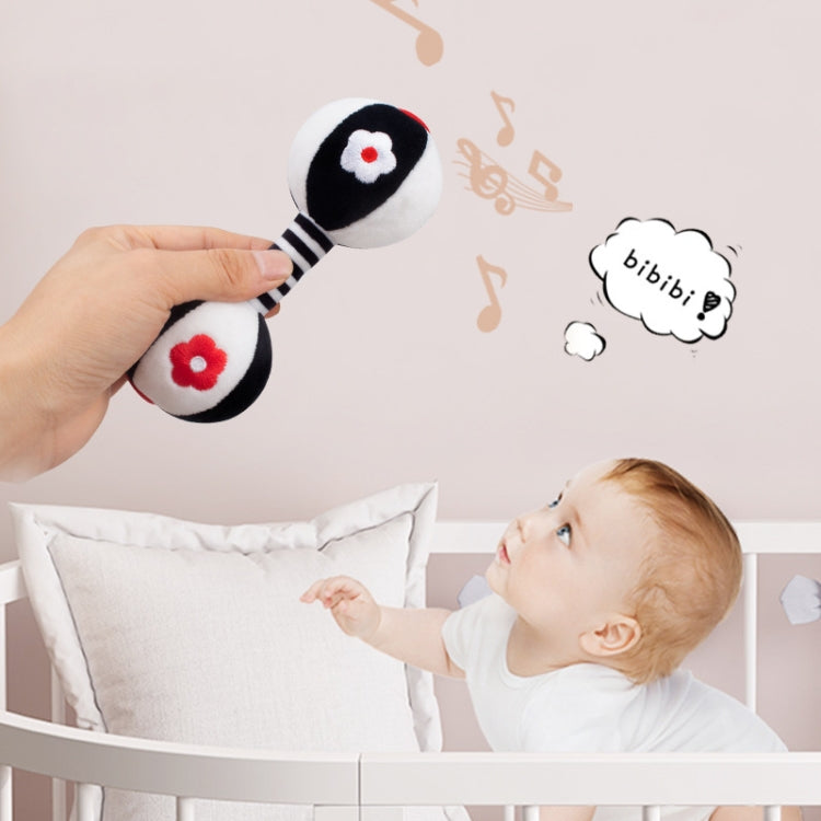 TOLOLO 1 Pair Baby Vision Training Early Educational Toy Newborn Chasing Black And White Sand Hammer Dumbbell Baby Rattle( T168263-2) - Baby Toys by buy2fix | Online Shopping UK | buy2fix