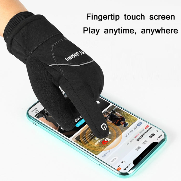 WEST BIKING YP0211221 Winter Warm Fleece Riding Gloves Non-Slip Waterproof Touch Screen Gloves, Size: L(Black) - Cycling Gloves by WEST BIKING | Online Shopping UK | buy2fix