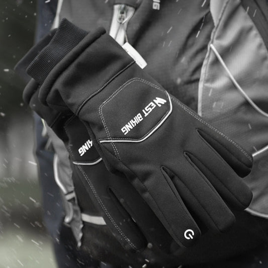 WEST BIKING YP0211221 Winter Warm Fleece Riding Gloves Non-Slip Waterproof Touch Screen Gloves, Size: XL(Black) - Cycling Gloves by WEST BIKING | Online Shopping UK | buy2fix