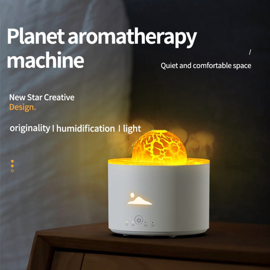 HX-130 Colorful Night Light Planet Desktop Flame Aromatherapy Humidifier, Spec: US Plug(White) by buy2fix