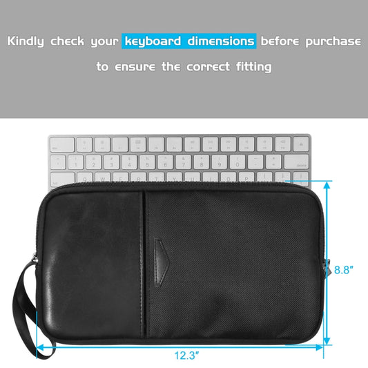 Universal PU Leather + Nylon Waterproof Zipper Portable Keyboard Storage Bag For Apple Wireless Keyboard A1314 & Magic Keyboard A1644(Black) by buy2fix