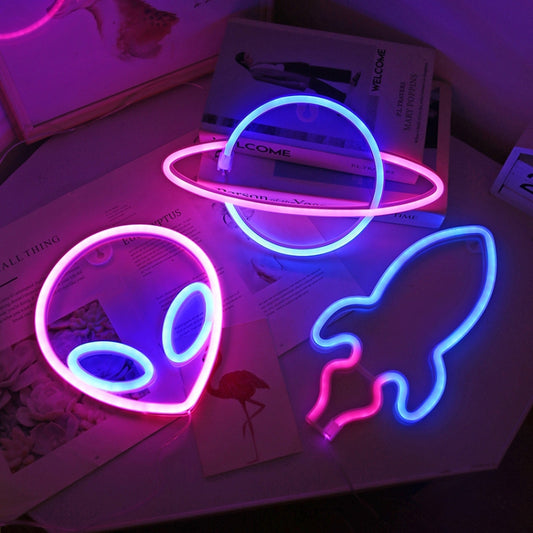 LED Personalized Neon Decorative Light Modeling Light USB Battery Box Dual Purpose, Spec: Alien by buy2fix