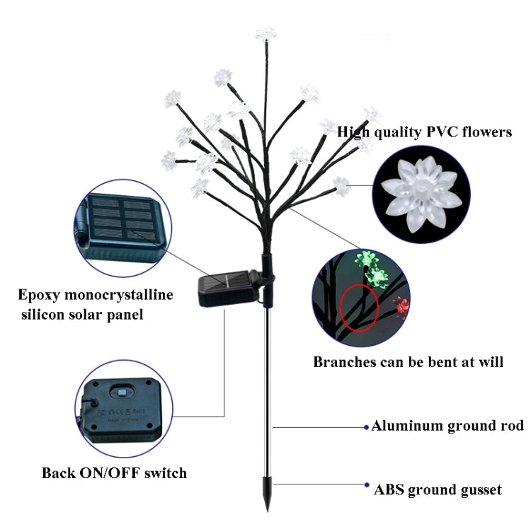 16 LED Solar Tree Branch Lotus Lamp Outdoor Garden Lawn Light - Solar Lights by buy2fix | Online Shopping UK | buy2fix
