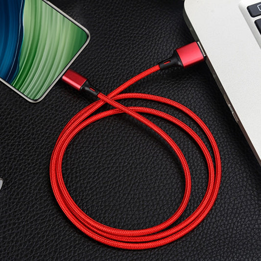 4 PCS 2.4A USB-C / Type-C to USB Braided Fast Charging Sync Data Cable, Length: 0.25m (Red) by buy2fix