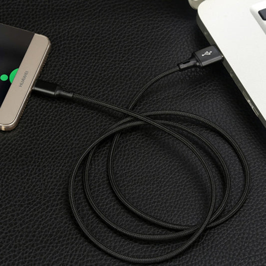 4 PCS 2.4A USB-C / Type-C to USB Braided Fast Charging Sync Data Cable, Length: 1.5m (Black) by buy2fix