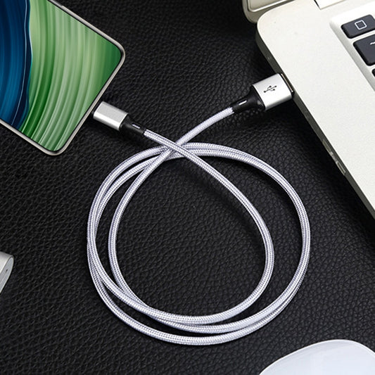 4 PCS 2.4A USB-C / Type-C to USB Braided Fast Charging Sync Data Cable, Length: 2m (Silver) by buy2fix