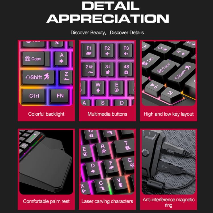 T-WOLF Mobile Gaming One-Handed Keyboard,Specification: T19 Keyboard - Wired Keyboard by T-WOLF | Online Shopping UK | buy2fix