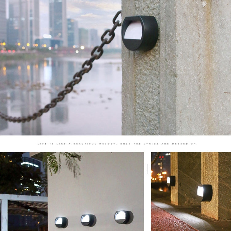 Solar Outdoor Waterproof LED Round Wall Lamp Stair Light(White Light) by buy2fix