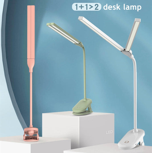 TD5 Double Lamp Head USB Desktop Clip Table Lamp,Style: Plug-in Version (Black) by buy2fix