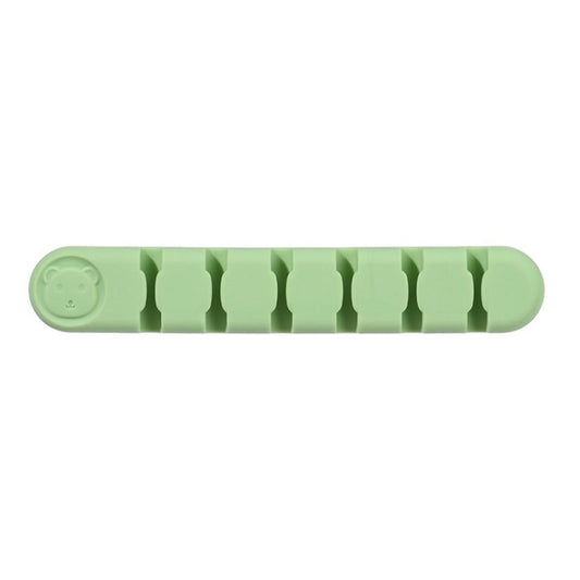 6 Holes Bear Silicone Desktop Data Cable Organizing And Fixing Device(Matcha Green) by buy2fix
