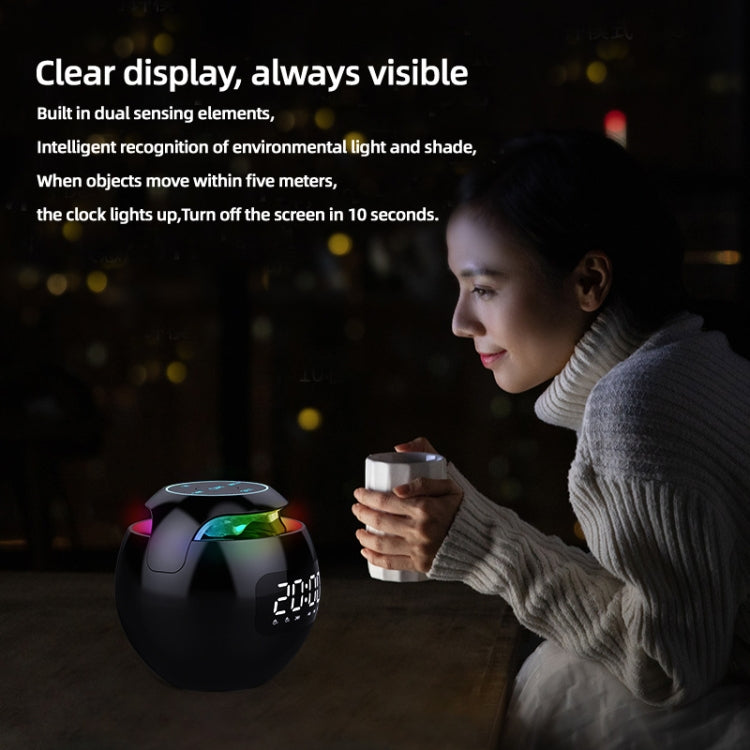 ZXL-G90 Portable Colorful Ball Bluetooth Speaker, Style: Clock Version (Black) - Desktop Speaker by buy2fix | Online Shopping UK | buy2fix
