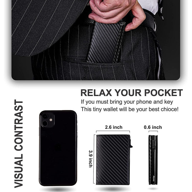 Anti-Theft Positioning Wallet Men Card Holder Mini Wallets For Airtag(Cowhide Carbon Fiber) - Wallet Series by buy2fix | Online Shopping UK | buy2fix