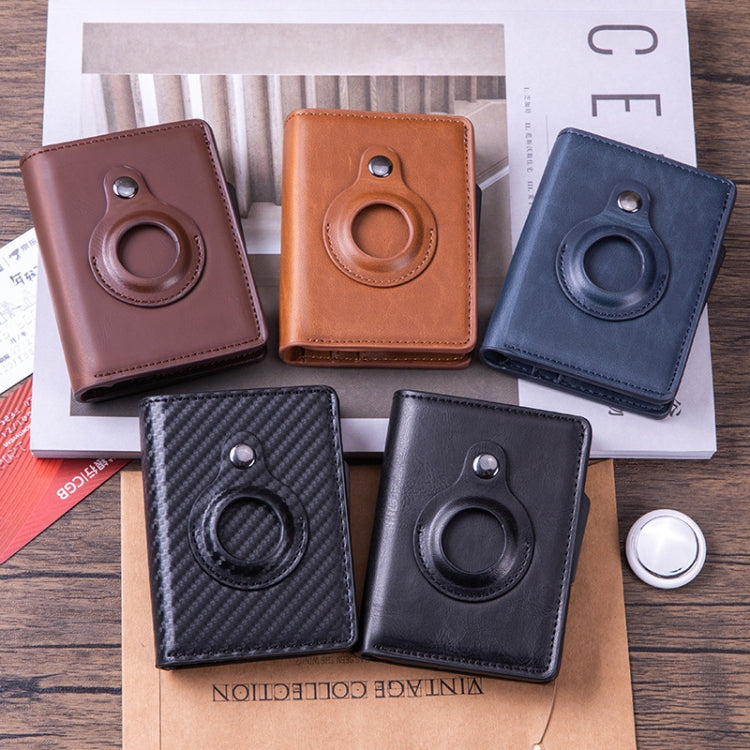 RFID Automatic Pop-Up Card Holder Multi-Function Locator Wallet For AirTag(Brown) - Wallet Series by buy2fix | Online Shopping UK | buy2fix