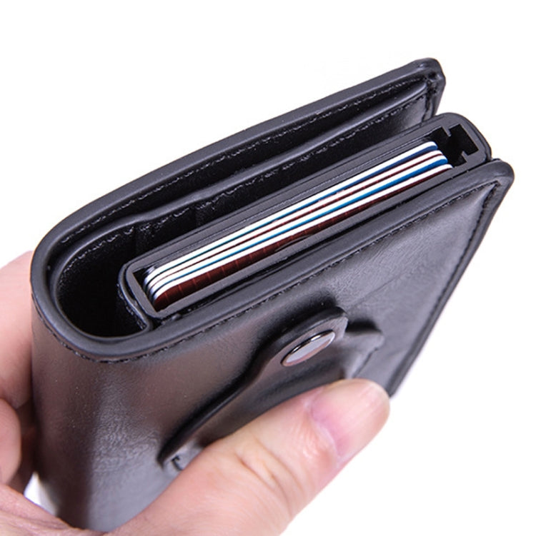 RFID Automatic Pop-Up Card Holder Multi-Function Locator Wallet For AirTag(Brown) - Wallet Series by buy2fix | Online Shopping UK | buy2fix