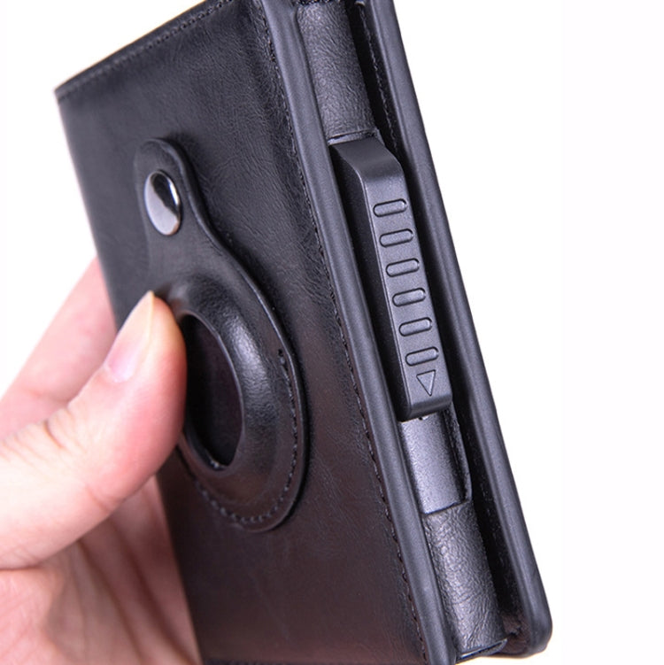 RFID Automatic Pop-Up Card Holder Multi-Function Locator Wallet For AirTag(Brown) - Wallet Series by buy2fix | Online Shopping UK | buy2fix