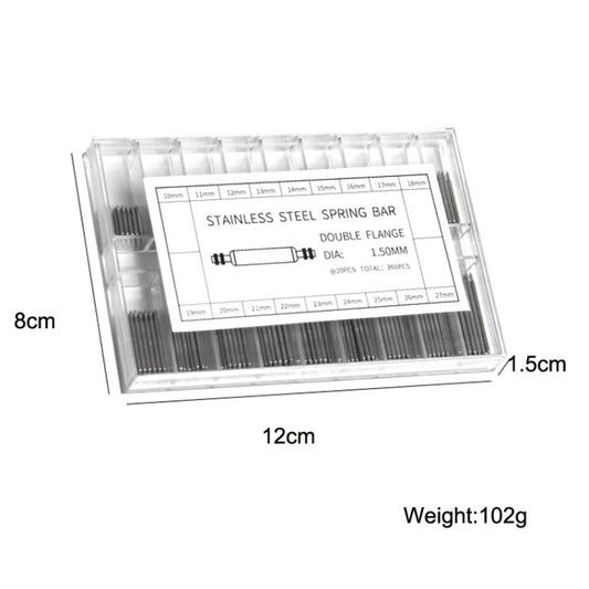 360 PCS / Set with Ear Batch 10-27mm Strap Connecting Shaft Stainless Steel Watch Spring Bar - Watch Parts & Tools by buy2fix | Online Shopping UK | buy2fix