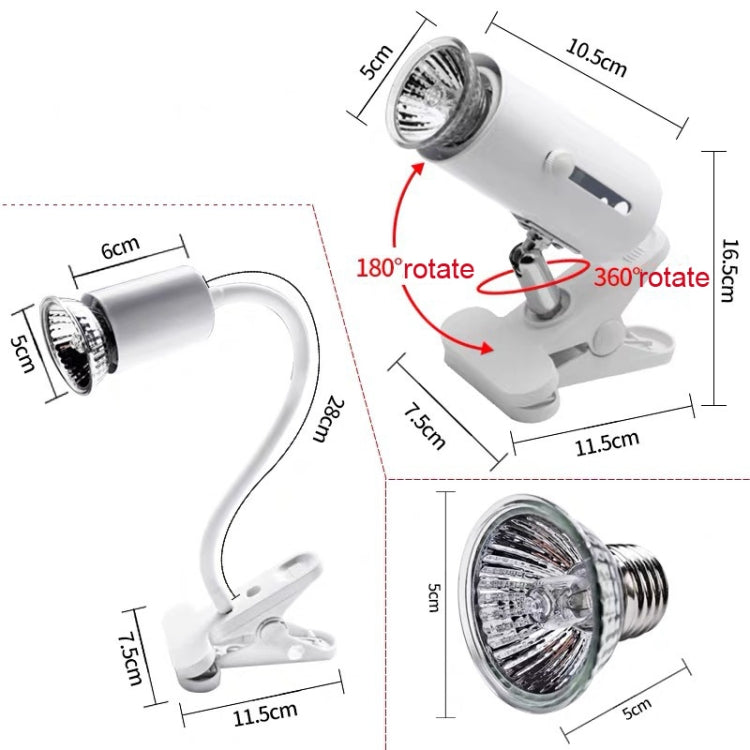 ZY-UAB Turtle Backlight UVA Heated Climbing Pet Backlight, US Plug Without Bulb( White Short Light Stand) - Reptile Supplies by buy2fix | Online Shopping UK | buy2fix