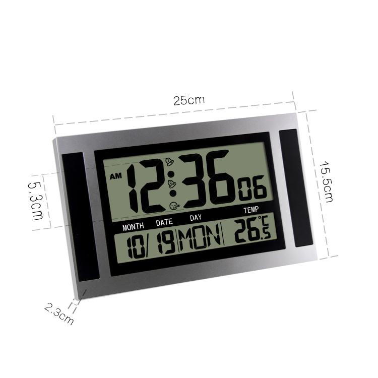 Large Screen LCD Wall Clock Minimalist Electronic Alarm Clock(Silver+Black) - Wall Clock by buy2fix | Online Shopping UK | buy2fix