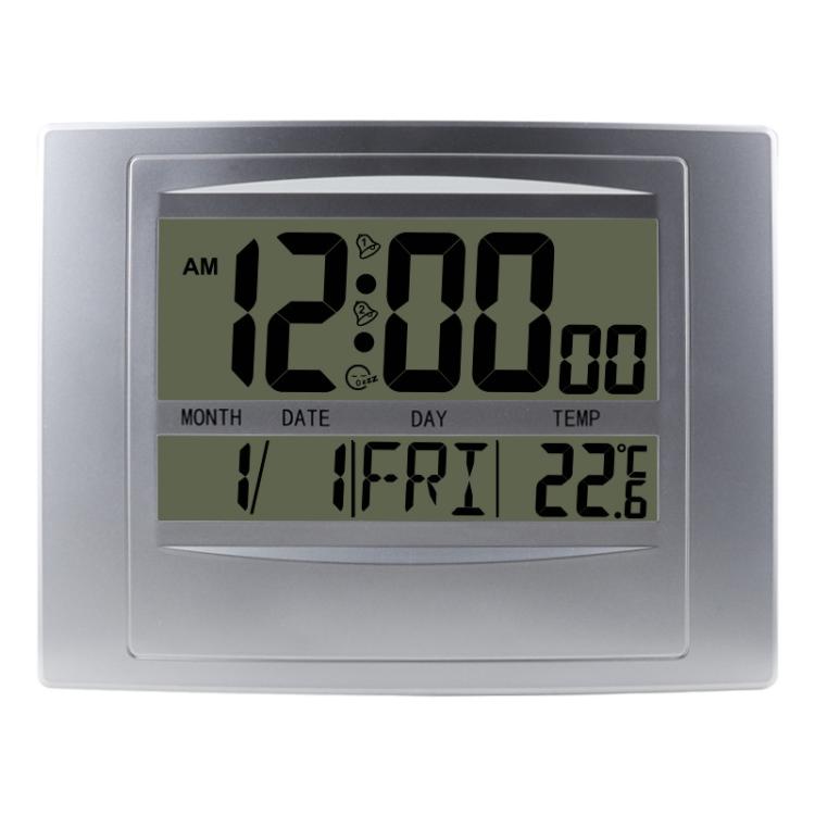 Home Big Screen Display Digital Electronic Wall Clock Living Room Temperature Clock(Silver) - Wall Clock by buy2fix | Online Shopping UK | buy2fix