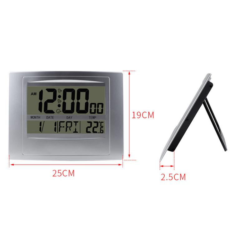 Home Big Screen Display Digital Electronic Wall Clock Living Room Temperature Clock(Silver) - Wall Clock by buy2fix | Online Shopping UK | buy2fix
