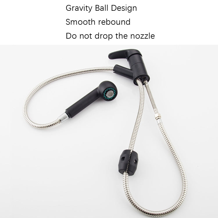 Pull-Out Hot And Cold Telescopic Scrubbed Water Tank Faucet, Specification: Zinc Alloy Black(With 50cm 9/16 Water Pipe) by buy2fix