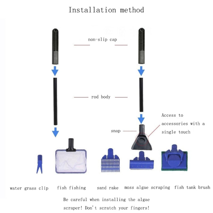 Fish Tank Aquarium 5-in-1 Cleaning Tool Set - Cleaning Tools by buy2fix | Online Shopping UK | buy2fix