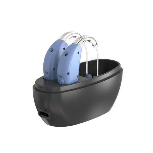 Elderly Use Can Charge Sound Amplifier Hearing Aid, Specification: EU Plug(Blue Double Machine+Black Charging Bin) by buy2fix