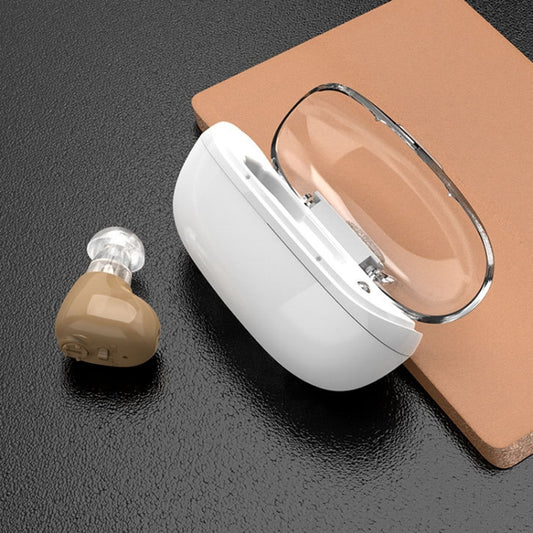 Elderly Sound Amplifier Portable Ear Canal Rechargeable Hearing Aid, Specification: EU Plug(Skin Color) by buy2fix