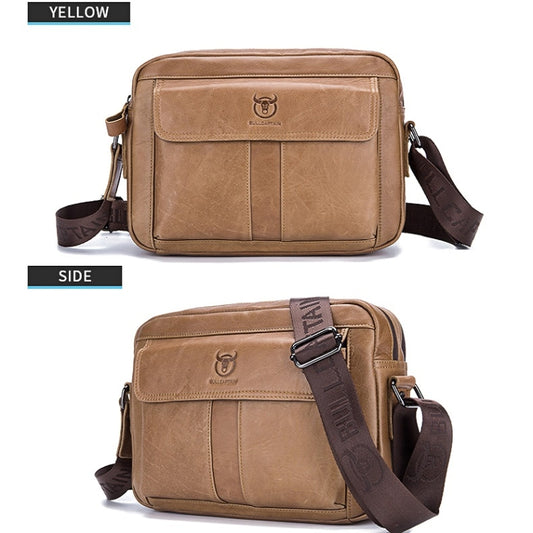 BULL CAPTAIN Double Layer Leather One Shoulder Messenger Bag For Men(Yellow Brown) - Single-shoulder Bags by BULL CAPTAIN | Online Shopping UK | buy2fix