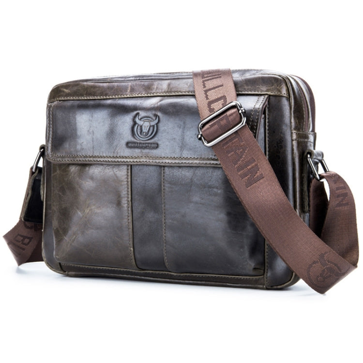 BULL CAPTAIN Double Layer Leather One Shoulder Messenger Bag For Men(Iron Blue) - Single-shoulder Bags by BULL CAPTAIN | Online Shopping UK | buy2fix