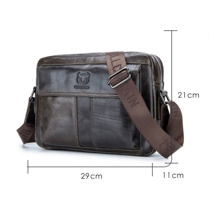 BULL CAPTAIN Double Layer Leather One Shoulder Messenger Bag For Men(Iron Blue) - Single-shoulder Bags by BULL CAPTAIN | Online Shopping UK | buy2fix