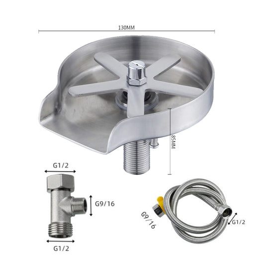 Automatic Faucet High Pressure Spray Washer, Style: 304 Stainless Steel+Soft Hose+G9/16 Three-way by buy2fix