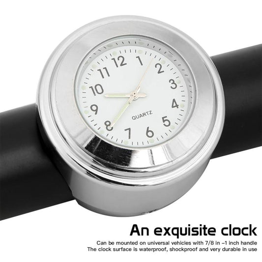 Aluminum Alloy Plating Motorcycle Handlebar Clock(Silver Shell White Background) by buy2fix