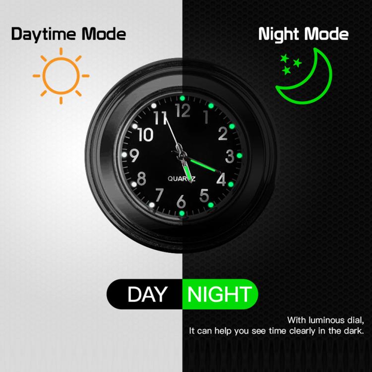 Aluminum Alloy Plating Motorcycle Handlebar Clock(Black Shell Black Background) - Electrical Instruments by buy2fix | Online Shopping UK | buy2fix