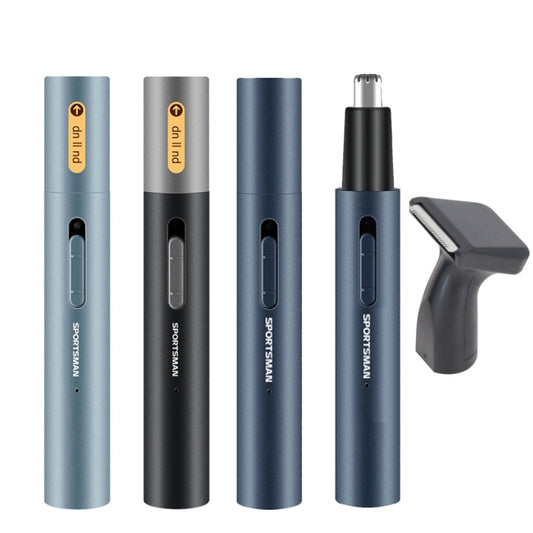 SPORTSMAN Metal Aluminum Tube Body Rechargeable Nose Hair Device, Style: Sideburns 2 In 1(Sea Blue) by SPORTSMAN