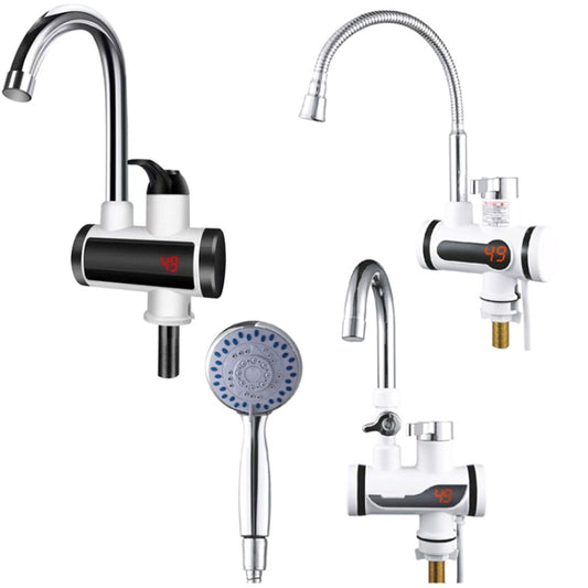 Kitchen Hot and Cold Dual-use Instant Faucets EU Plug, Style: Round Screen Type by buy2fix