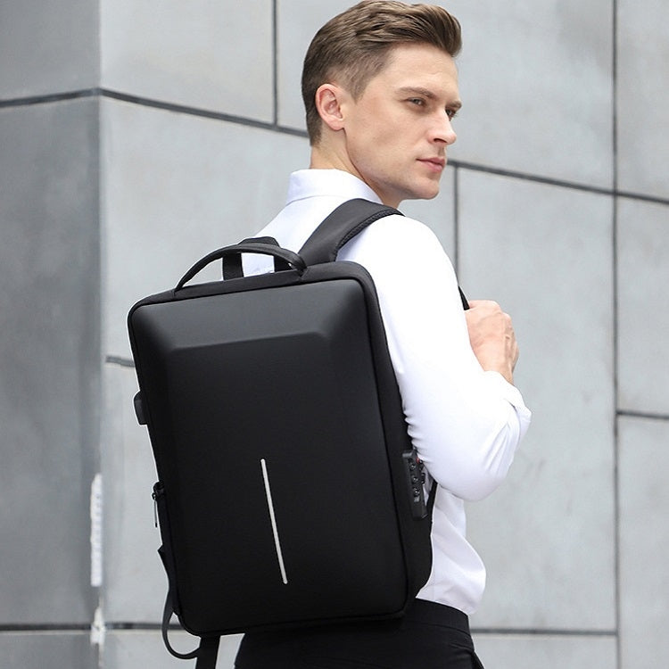 Men Business Shoulder USB External Interface Computer Bag, Color: 8001 Black by buy2fix
