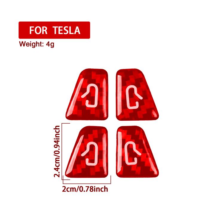 For Tesla Model 3/Y 4pcs /Set Car Window Switch Stickers(Red) - Car Interior Mouldings by buy2fix | Online Shopping UK | buy2fix