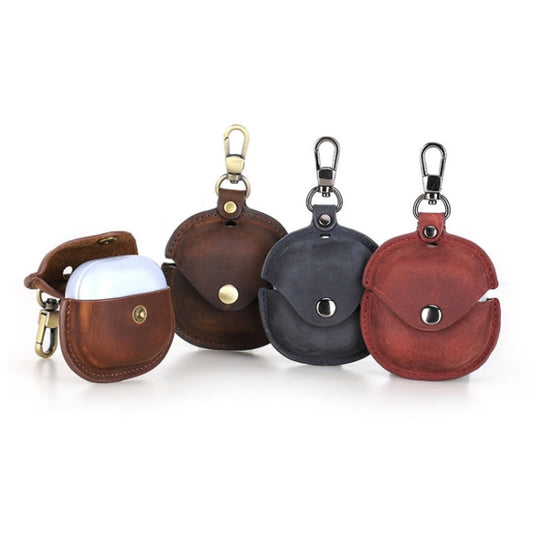 Crazy Horse Leather Wireless Bluetooth Earphone Cover For Samsung Galaxy Buds2(Blue) by buy2fix