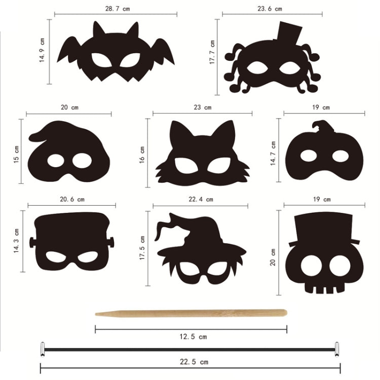 8 Pcs/Set Halloween Scratch Paper Mask Toys for Children - Halloween Masks by buy2fix | Online Shopping UK | buy2fix