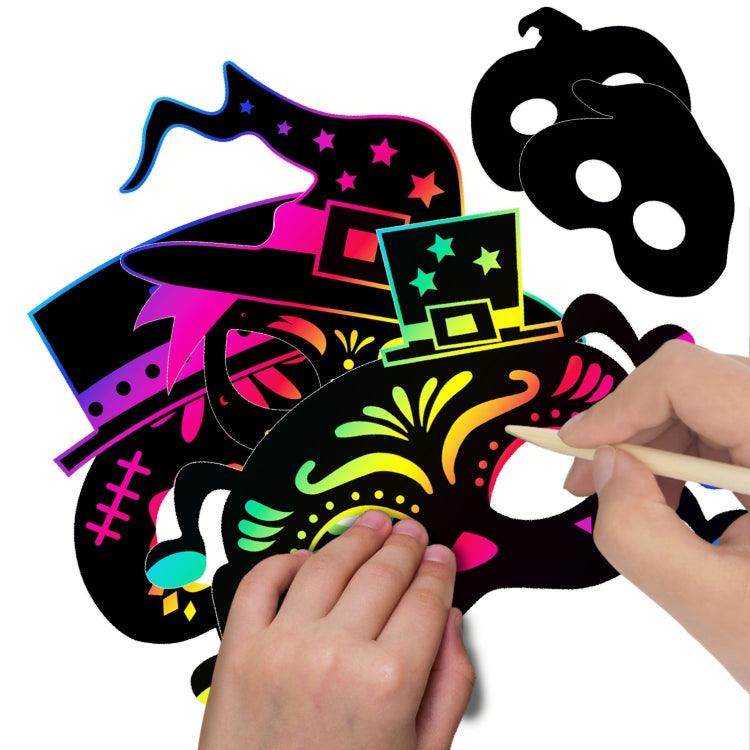 8 Pcs/Set Halloween Scratch Paper Mask Toys for Children - Halloween Masks by buy2fix | Online Shopping UK | buy2fix