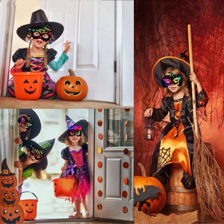 8 Pcs/Set Halloween Scratch Paper Mask Toys for Children - Halloween Masks by buy2fix | Online Shopping UK | buy2fix
