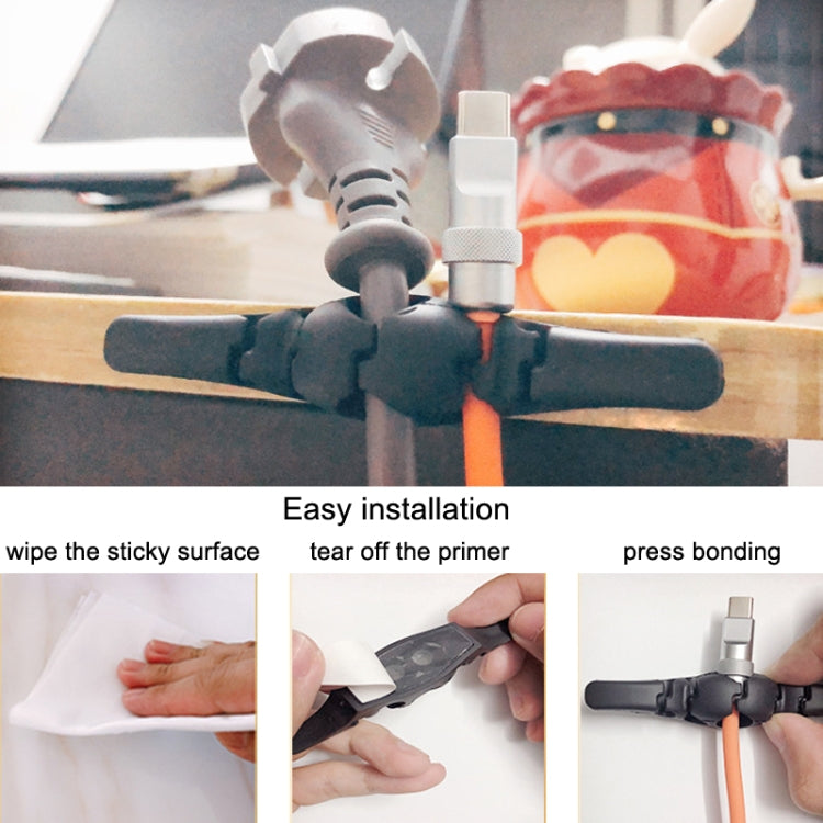 10 PCS Data Cable Storage Winding Wire Organizer(5 Holes Black) by buy2fix