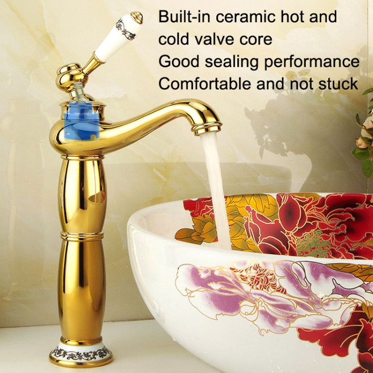 Antique Hot and Cold Bathroom Washbasin Faucet, Style: High Model+Water Inlet Pipe by buy2fix