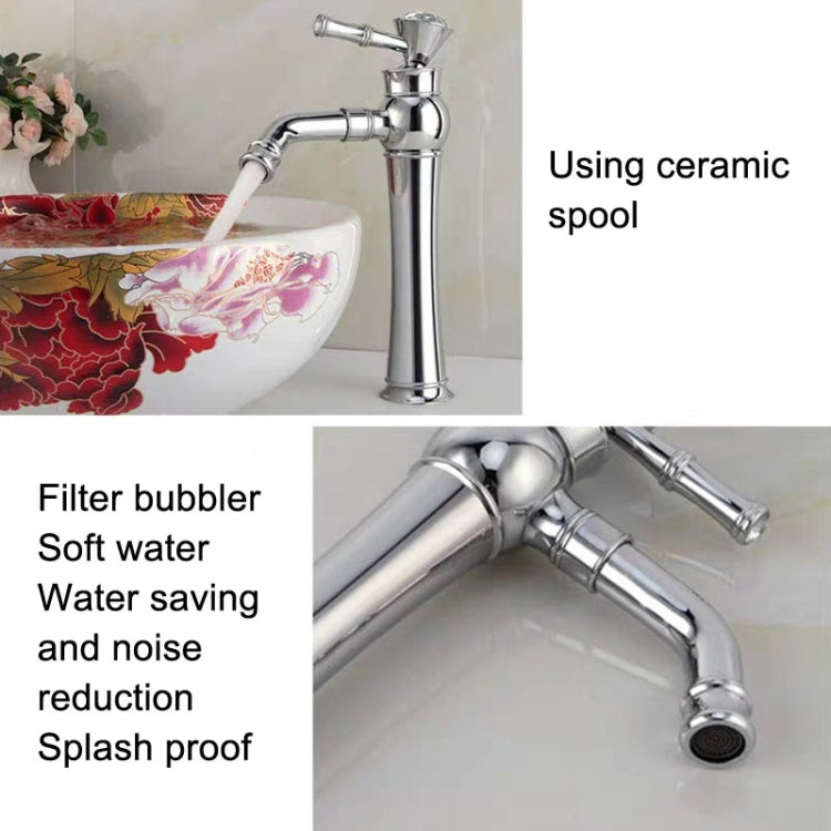 All Bronze Bathroom Basin Hot And Cold Water Faucet, Style: Gold Short Model+Water Inlet Pipe by buy2fix